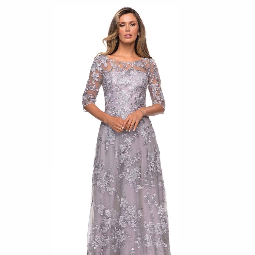 NWT La Femme Gray / Lavender Gown size 18